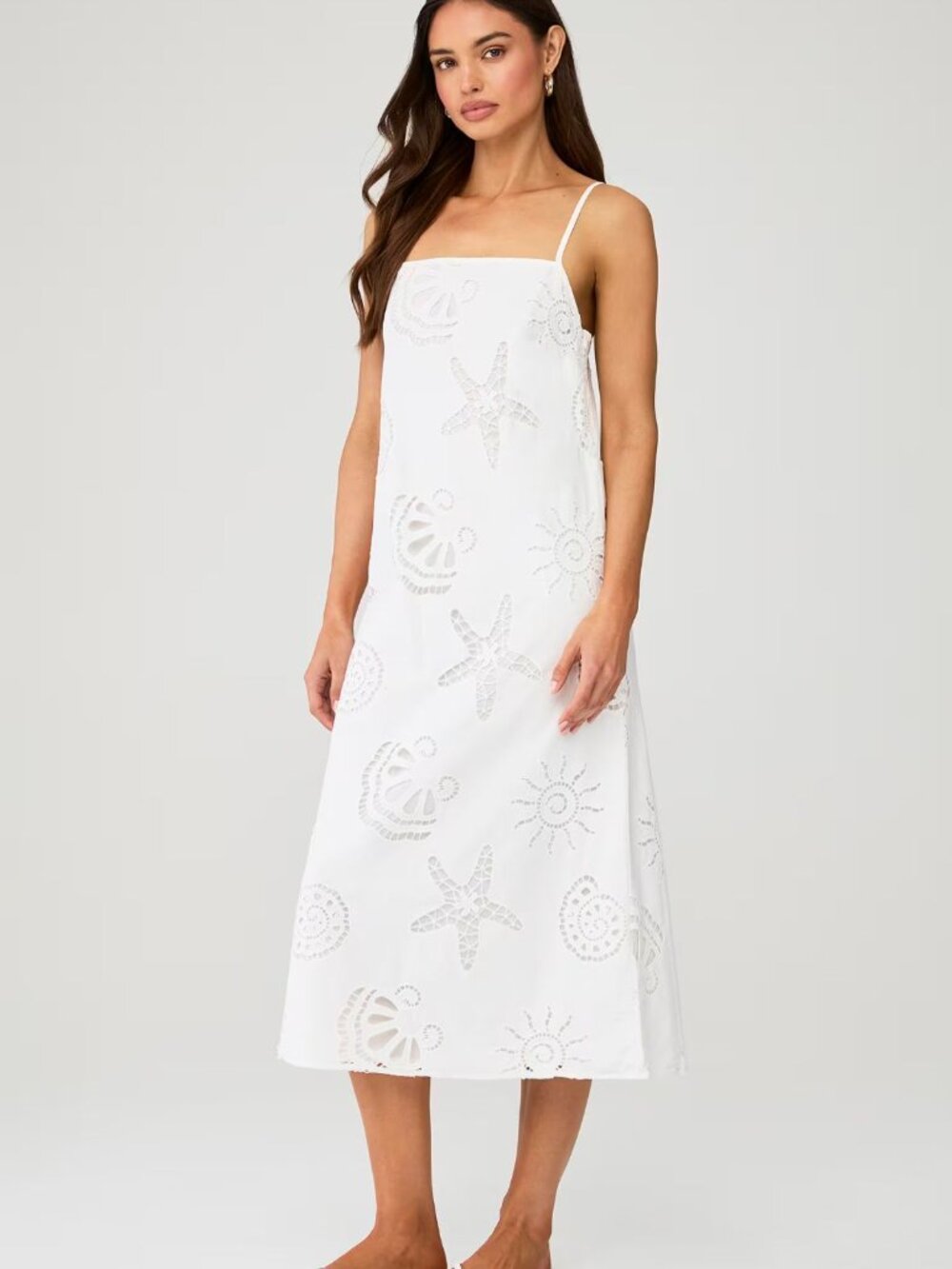 New! Maude Club Women's White Ciel Cotton Midi Dress Size XS 57176